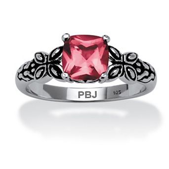 PalmBeach Jewelry Birthstone Ring in Antiqued Sterling Silver