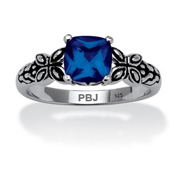 PalmBeach Jewelry Birthstone Ring in Antiqued Sterling Silver