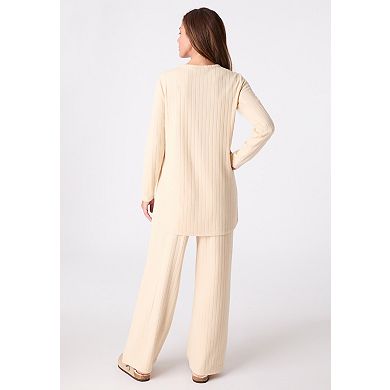 Roaman's Women's Plus Size Brushed Rib Pant Set