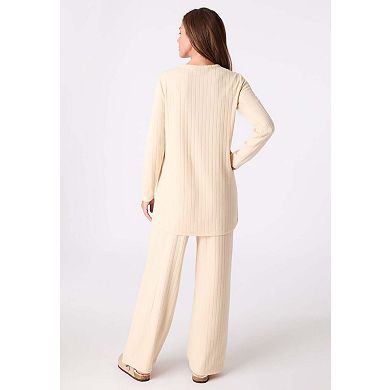 Roaman's Women's Plus Size Brushed Rib Pant Set