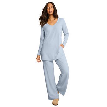 Roaman's Women's Plus Size Brushed Rib Pant Set