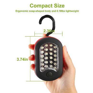 27-LED Portable Work Light, Magnetic Flashlight with Hook for Camping, Hiking & Emergency Use