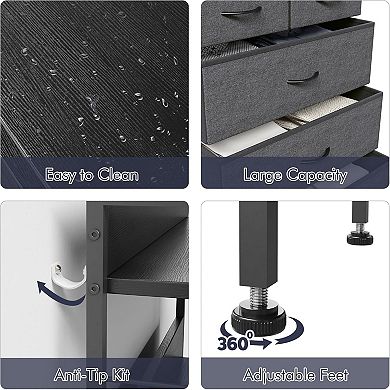 5 Drawer Fabric Dresser with Sturdy Metal Frame Easy Assembly Versatile Organizer