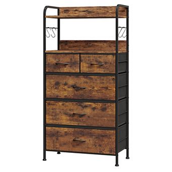 5 Drawer Fabric Dresser with Sturdy Metal Frame Easy Assembly Versatile Organizer