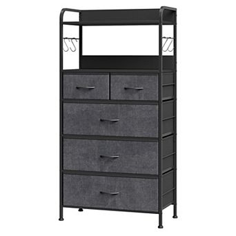 5 Drawer Fabric Dresser with Sturdy Metal Frame Easy Assembly Versatile Organizer