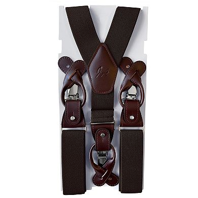 Jacob Alexander Men's Solid Elastic Suspenders - Convertible Leather Ends & Clips, Y-Back