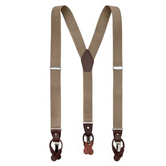 Jacob Alexander Men's Solid Elastic Suspenders - Convertible Leather Ends & Clips, Y-Back