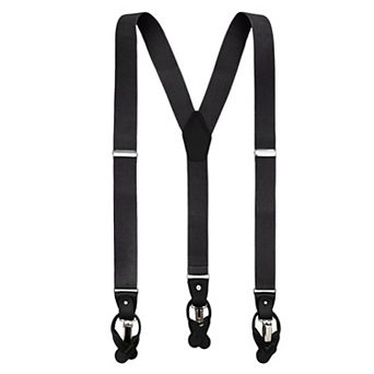 Jacob Alexander Men's Solid Elastic Suspenders - Convertible Leather Ends & Clips, Y-Back