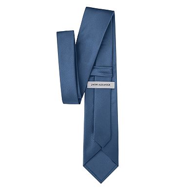 Jacob Alexander Men's Silk Blend Neck Tie - Solid Color, Regular Length