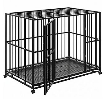 Dog Crate, Heavy Duty Stainless Steel Dog Kennel Indoor Escape Proof with Wheels and Removable Tray