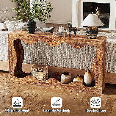 63" Long Farmhouse Console Table w/Storage,Narrow Entryway Sofa Table for Hallway,Foyer&Living Room