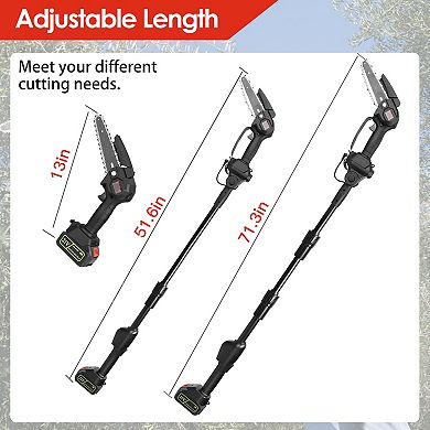 2-in-1 Cordless Pole Saw & Mini Chainsaw with Adjustable Length, 2 Batteries & 4/6in Chains