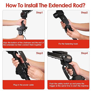2-in-1 Cordless Pole Saw & Mini Chainsaw with Adjustable Length, 2 Batteries & 4/6in Chains