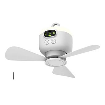 2-in-1 Camping Fan with LED Lantern, 8000mAh Rechargeable Tent Fan with Carabiner, 4 Speeds & Timer