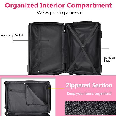 24-inch Expandable Spinner Luggage Lightweight ABS Suitcases
