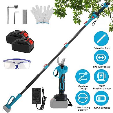 2-in-1 Cordless Electric Pruning Shears with Pole, 21V 4.0Ah, 13FT Reach