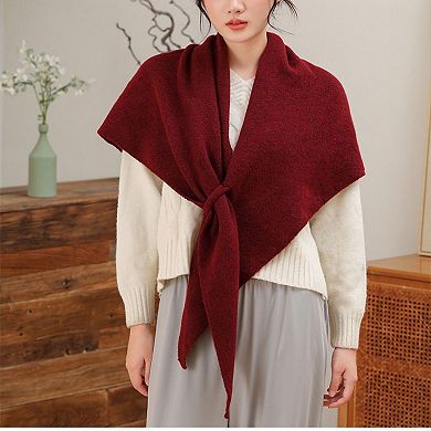 Women's Soft Solid Knit Scarf with Draped Shape Textured Finish and Wrap Design
