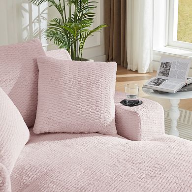 Oversized Faux Fur Compression Lounge Chair with 2 Cup Holders & Side Pockets No Assembly