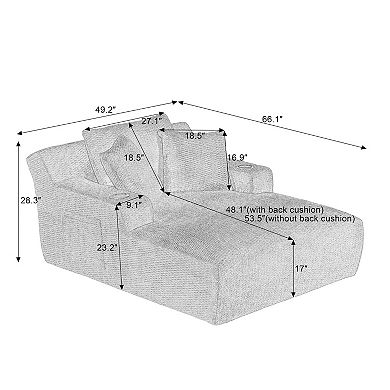 Oversized Faux Fur Compression Lounge Chair with 2 Cup Holders & Side Pockets No Assembly
