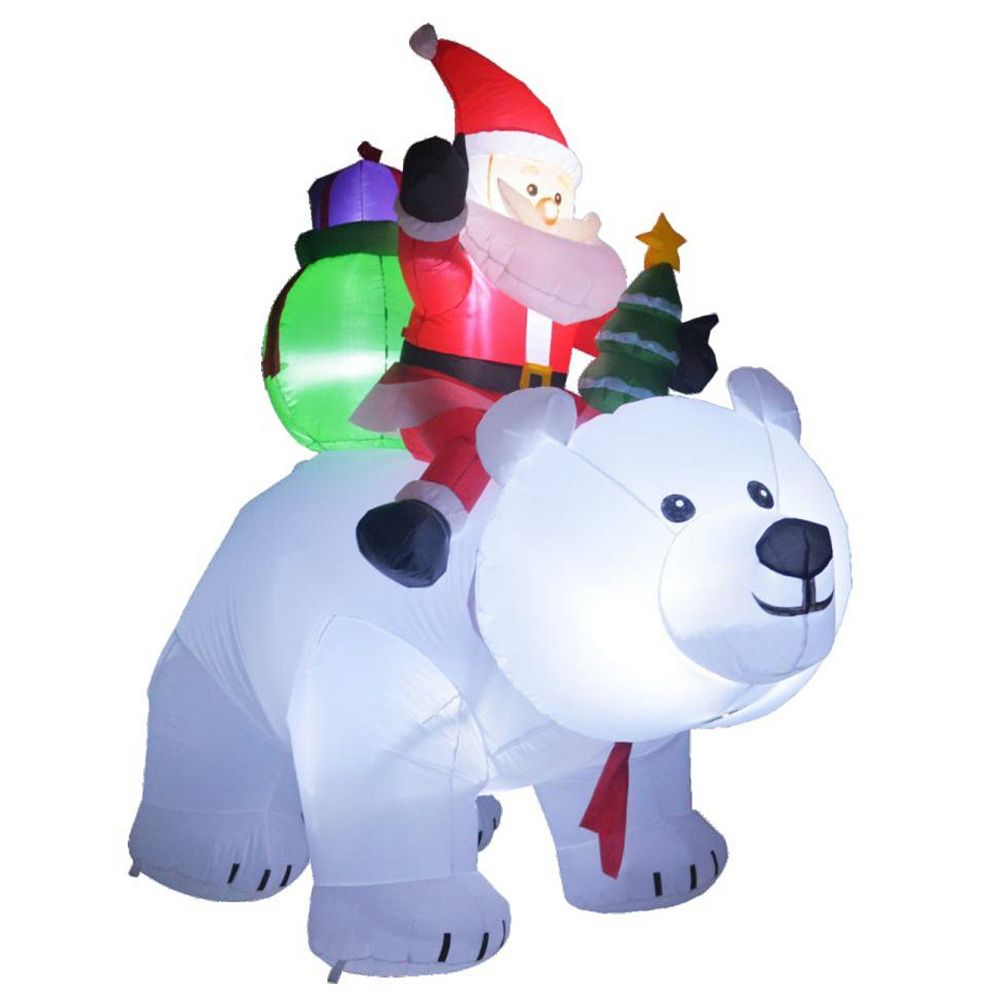 GOOSH 6 FT Christmas Inflatables Santa Clause Riding Bear with Shaking ...