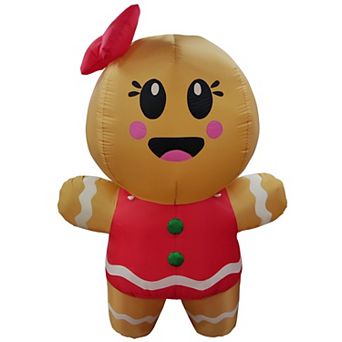 GOOSH 6.7 FT Christmas Inflatables Gingerbread Girl Inflatable with Built-in LEDs