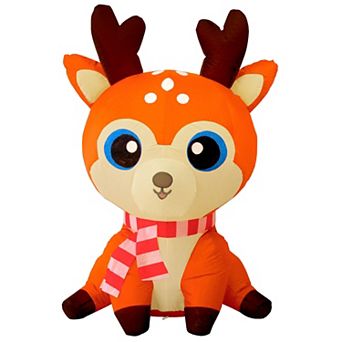 GOOSH 5 FT Christmas Inflatable Reindeer Cute Deer with Built-in LEDs