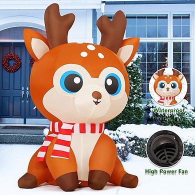 GOOSH 5 FT Christmas Inflatable Reindeer Cute Deer with Built-in LEDs
