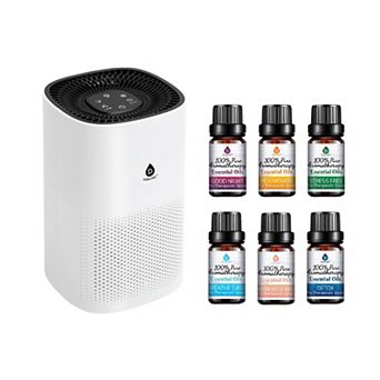 Pursonic Purify & Relax Home Wellness Bundle - HEPA Air Purifier & 6 Pack of Pure Essential Oils