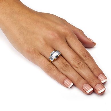 PalmBeach Jewelry Emerald-Cut Birthstone Ring Gold-Plated