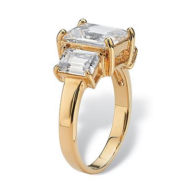PalmBeach Jewelry Emerald-Cut Birthstone Ring Gold-Plated