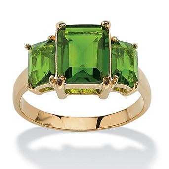 PalmBeach Jewelry Emerald-Cut Birthstone Ring Gold-Plated