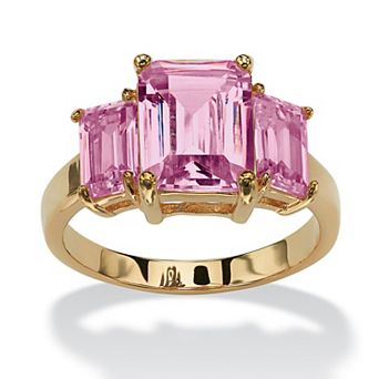 PalmBeach Jewelry Emerald-Cut Birthstone Ring Gold-Plated
