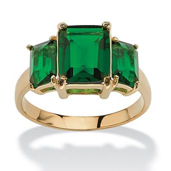 PalmBeach Jewelry Emerald-Cut Birthstone Ring Gold-Plated