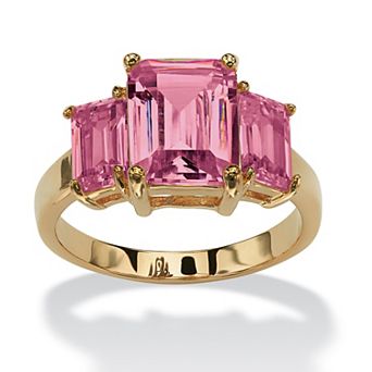 PalmBeach Jewelry Emerald-Cut Birthstone Ring Gold-Plated