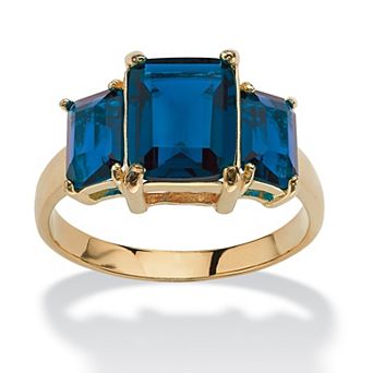 PalmBeach Jewelry Emerald-Cut Birthstone Ring Gold-Plated