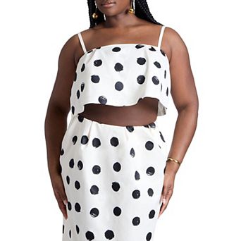 ELOQUII Women's Plus Size Cropped Bubble Top