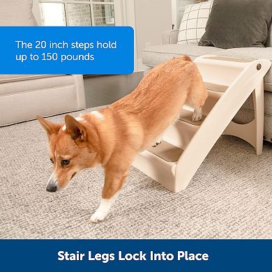 Portable Pet Stairs: 4-step, lightweight, non-slip, holds 150 lbs. Easy storage