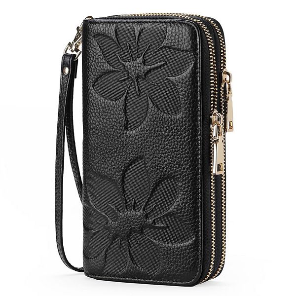 Women's Double Zipper Wallet with RFID Blocking, Large Capacity