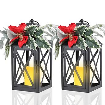 Battery Operated Decorative Lanterns with Floral & Greenery for Indoors/Outdoors