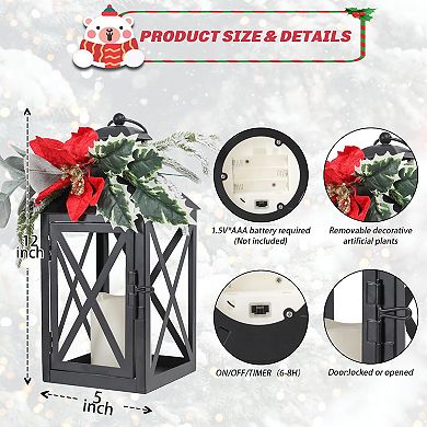 Battery Operated Decorative Lanterns with Floral & Greenery for Indoors/Outdoors