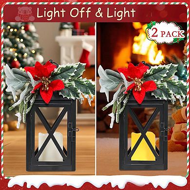 Battery Operated Decorative Lanterns with Floral & Greenery for Indoors/Outdoors