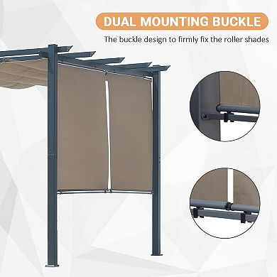 Outdoor Retractable Pergola with Sun Shade Canopy & Curtains, Patio Aluminum Pergola Gazebos