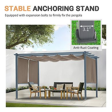Outdoor Retractable Pergola with Sun Shade Canopy & Curtains, Patio Aluminum Pergola Gazebos