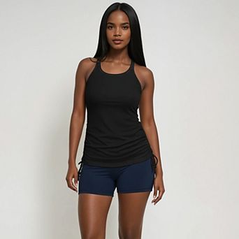 Women's Maya Tankini Swim Top With Removable Cups and Navy Swim Shorts Set