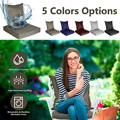 Outdoor Waterproof Deep Seat Cushion Set with Back Pillow