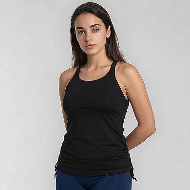 Women's Maya Tankini Swim Top With Removable Cups and Black Mid-Thigh Swim Shorts