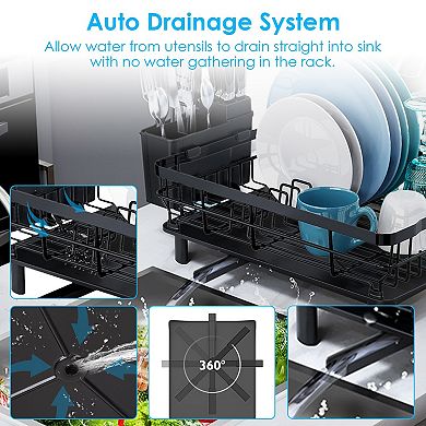 Dish Drying Rack Drain Board Utensil Holder Organizer Drainer Tableware Organizer