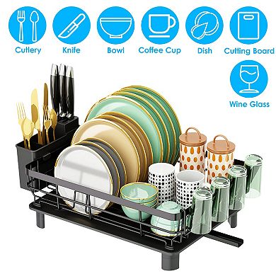 Dish Drying Rack Drain Board Utensil Holder Organizer Drainer Tableware Organizer