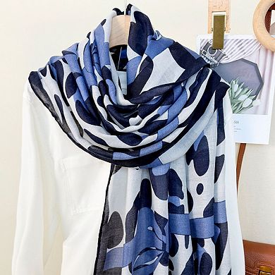 Women's Leopard Print Lightweight Scarf with Bow Accent Stripes and Sheer Draped Fabric