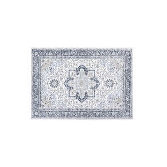 Garvee Boho Area Rug, Washable Low Pile Rug with Non-Slip Backing, Vintage Floral Rugs